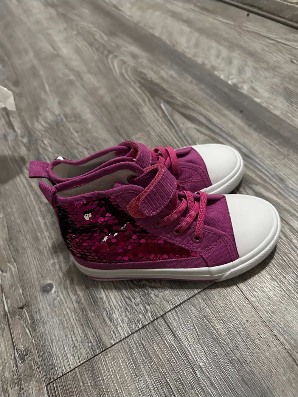 Source Unknown Magenta Sequin High-Top Sneakers for Kids
